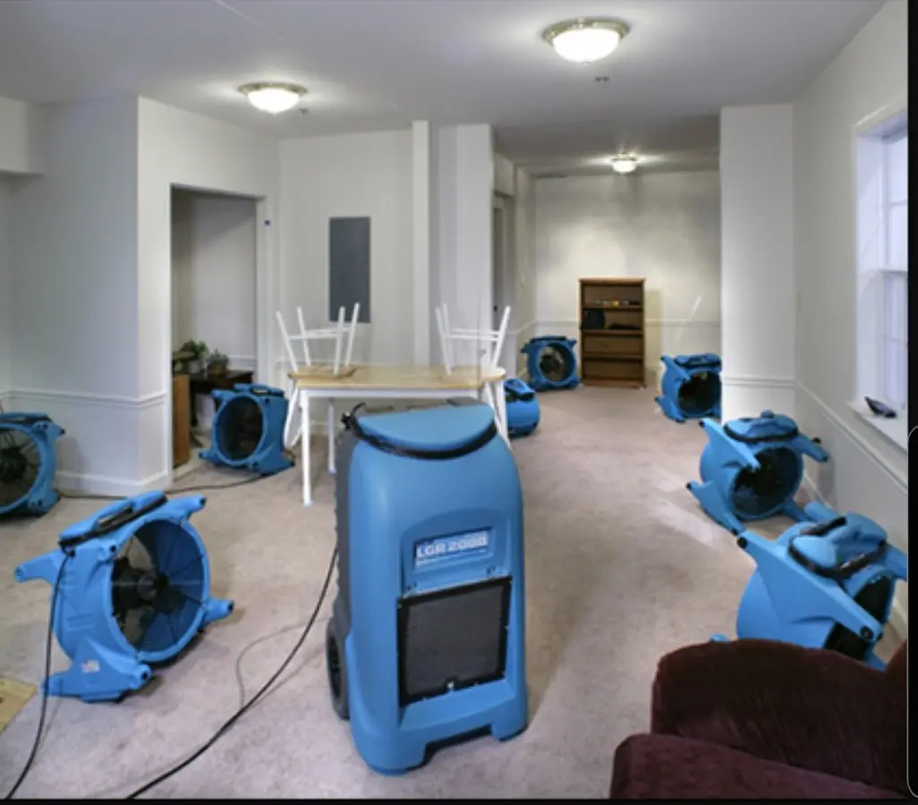 Air movers and dehumidifier setup for Water Extraction & Removal in Washington